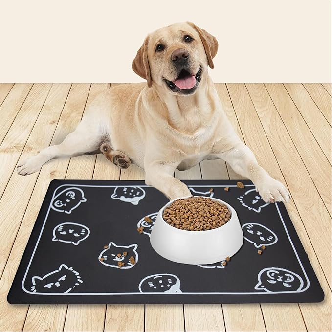 YCT Cat Food Mat for Pet Dog Food Mat Logo,18.1 x 11.8 inches,