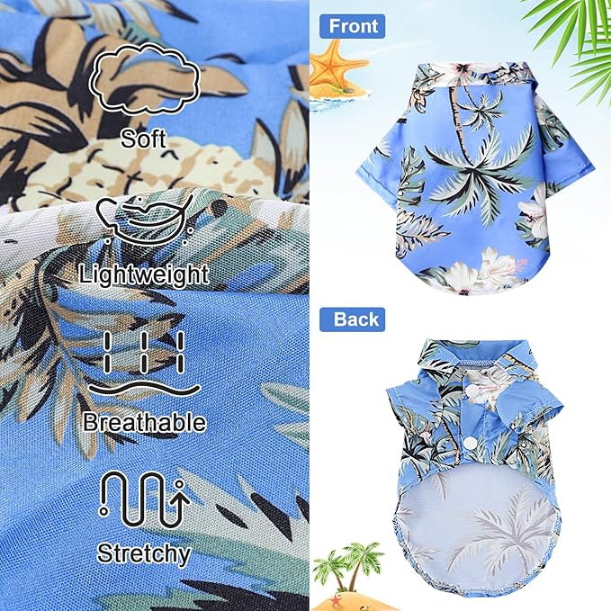Dog Hawaiian Shirt Hawaii Style Summer Dog Clothes Boy Girl Breathable Cool Costume Beach Seaside Sweatshirt for Small Puppy Polo T-Shirt Pet Outfit