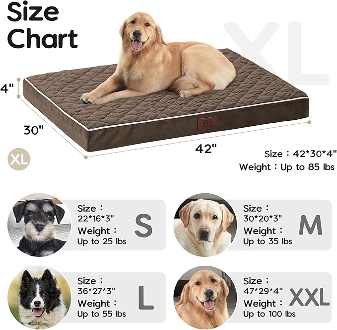 Orthopedic Dog Beds for Large Dogs with Removable Washable Cover 42 inch,