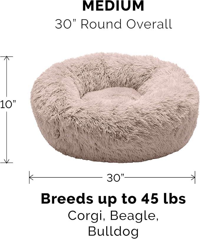 Furhaven Replacement Donut Dog Bed Cover Plush Long Faux Fur Calming Cuddler