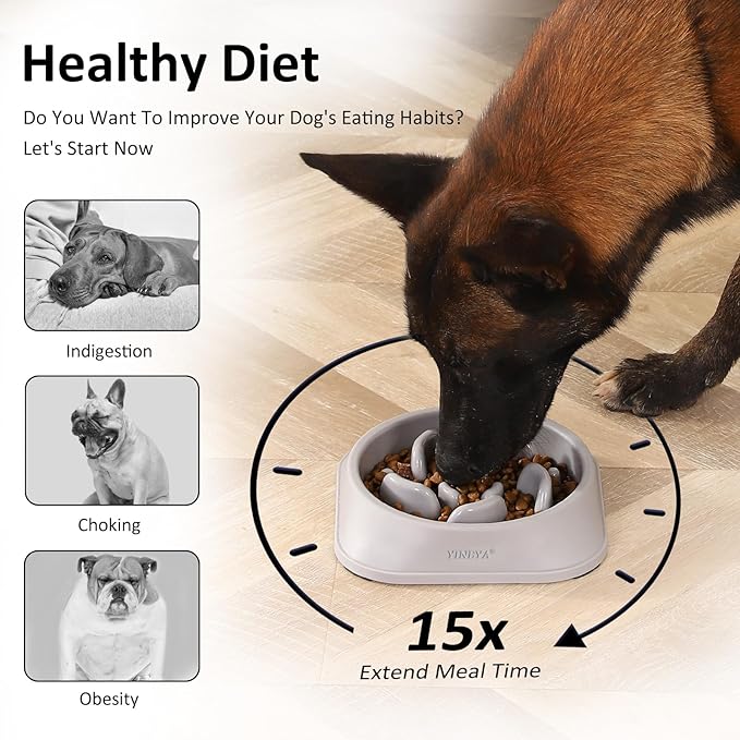 2Pcs Slow Feeder Dog Bowls Large Breed