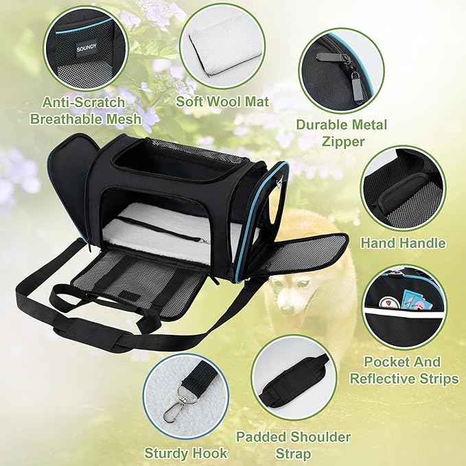 Soundy Large Cat Carrier Dog Carrier Pet Carrier Under 25 Lbs 2 Cats