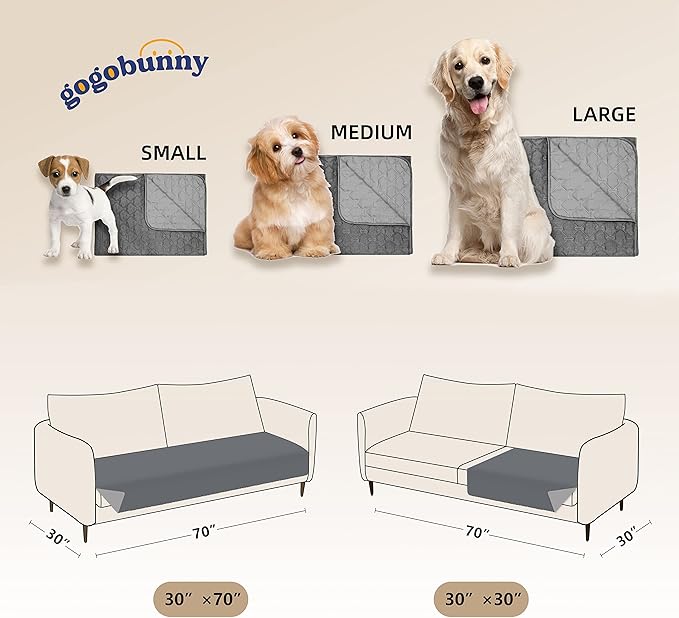 gogobunny 100% Double-Sided Waterproof Dog Bed Cover Pet Blanket Sofa Couch Furniture Protector for Puppy Large Dog Cat (30x70 Inch 1), Dark