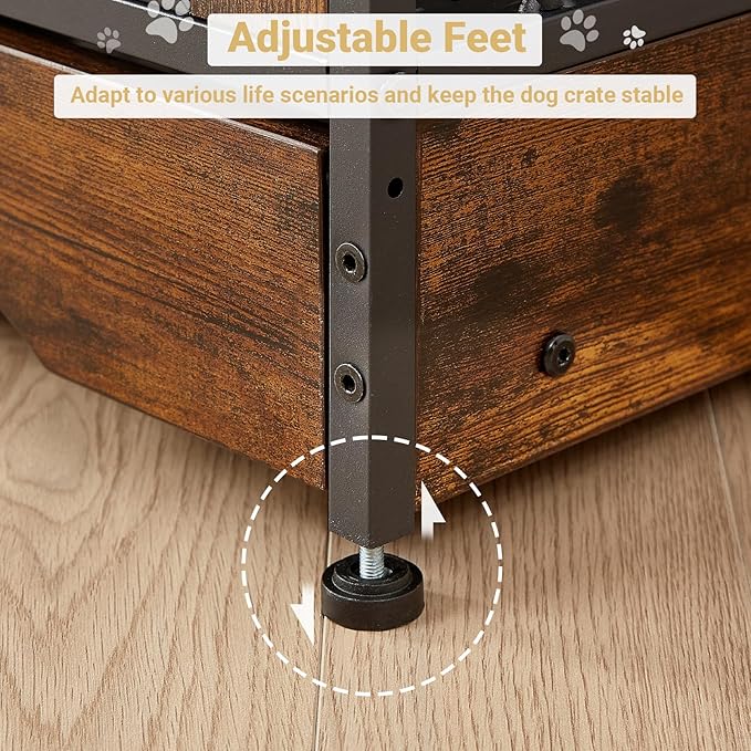 Rovibek 75'' Double Dog Crate Furniture for 2 Large Dogs