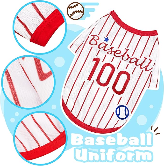 Paiaite Sleek Striped Dog Vest: Sleeveless Baseball-Style Dog Shirt