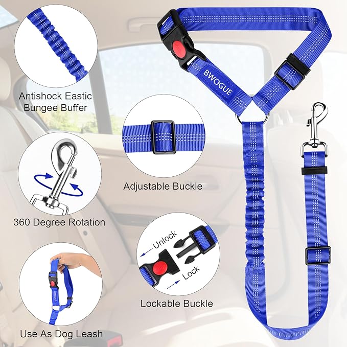 BWOGUE Pet Dog Cat Seat Belts (1 Pack)