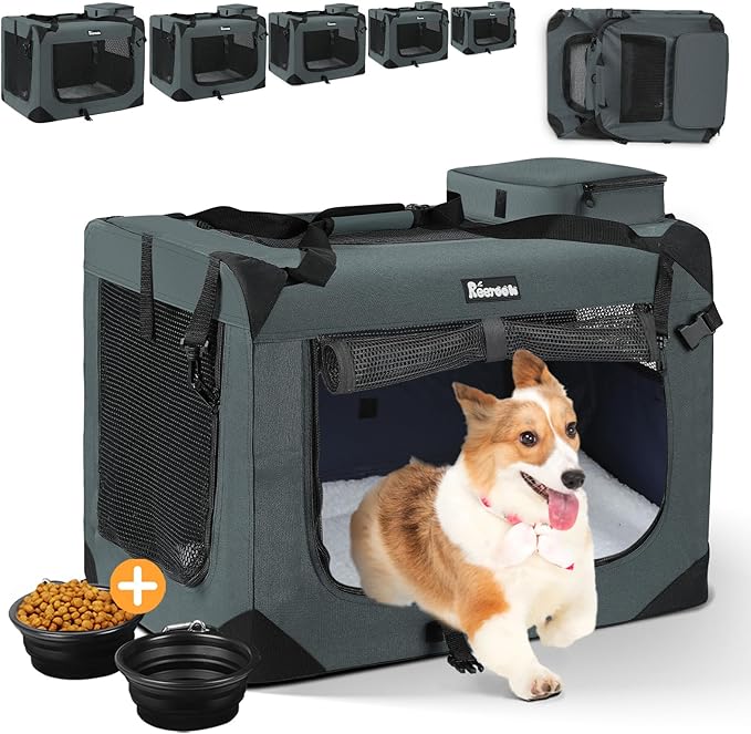 Extra Large Dog Crate with 2 Foldable Bowl 32 Inch (32" L 23" W 23" H,