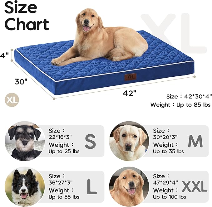 Orthopedic Dog Beds for Large Dogs with Removable Washable Cover 42 inch,