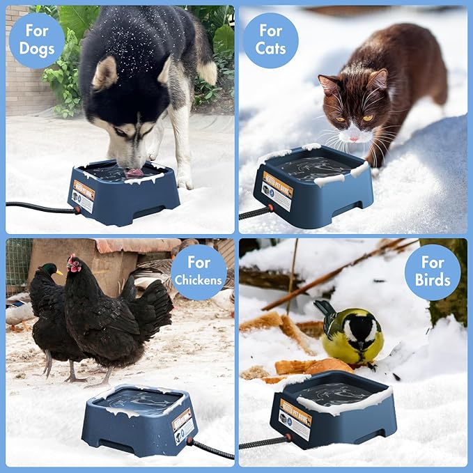 120OZ Heated Water Bowl for Dogs 38Watts Waterer