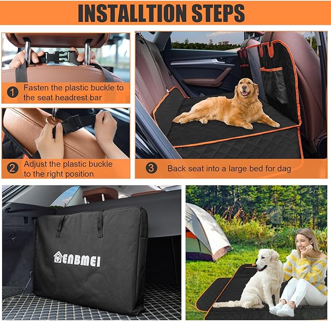 Back Seat Extender for Dogs Hard Bottom Dog 330lbs-Waterproof Dog