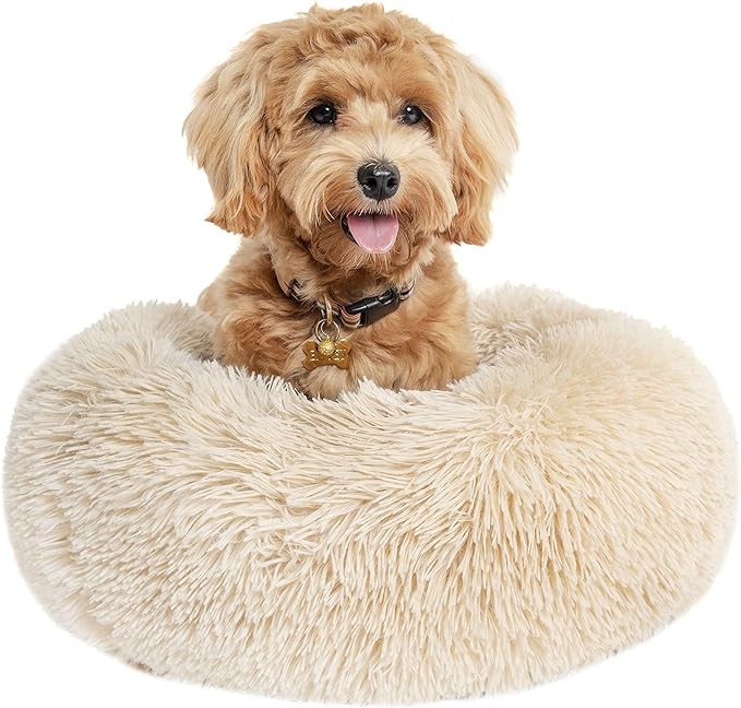 Small Dog Bed Calming Dogs Bed for Small Medium Large Dogs Anti-Anxiety Puppy Bed Machine Washable Warming Cozy Soft Pet Round Bed Fits up to 10-100 lbs (Small (Pack of 1)