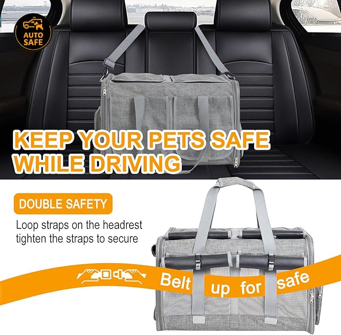 Cat Carrier with Wheels for 2 Cats 2 Cats, 21" x 17" x 13" Not