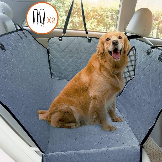 IVY&LANE Dog Car Seat Cover for Dogs 100% Waterproof 600D Scratchproof Sedans(Grey,54"×58")