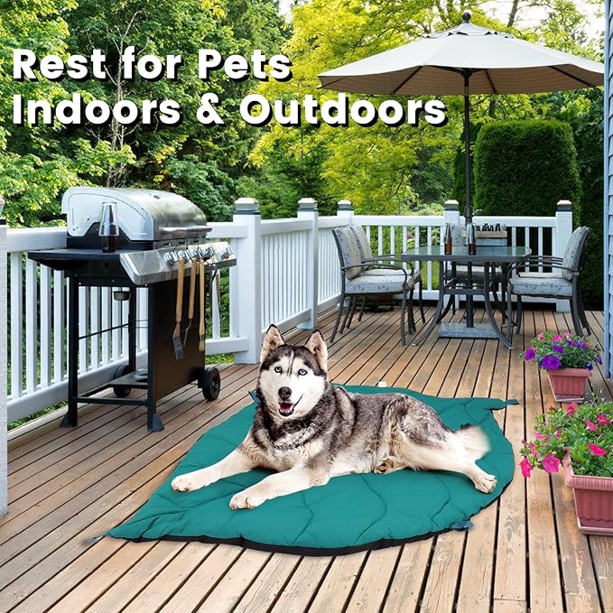 Outdoor Dog Bed Waterproof Washable Travel Camping Dog Bed with 4 Metal Stakes & Carry Bag