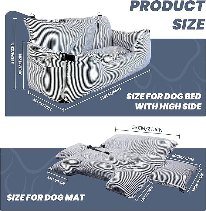 Large Dog Car Seat Under 100 lbs Dogs Funny Fuzzy Booster Car Seat Bed for Large Dogs Multifunctional Design for Home and Travel with Waterproof Pet Mat and Side Pockets