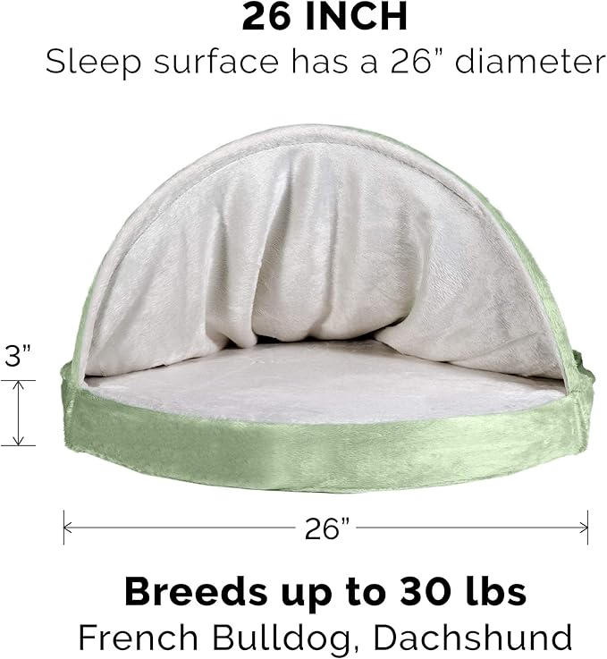 Furhaven 26" Round Cooling Gel Dog Bed for Medium/Small Dogs w/ Removable Washable Cover 30 lbs 26-inch