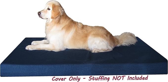 Dogbed4less DIY Durable Blue Denim Pet Bed External Duvet Cover and Waterproof Internal Case for 55"X47"X4" Jumbo Dog Bed