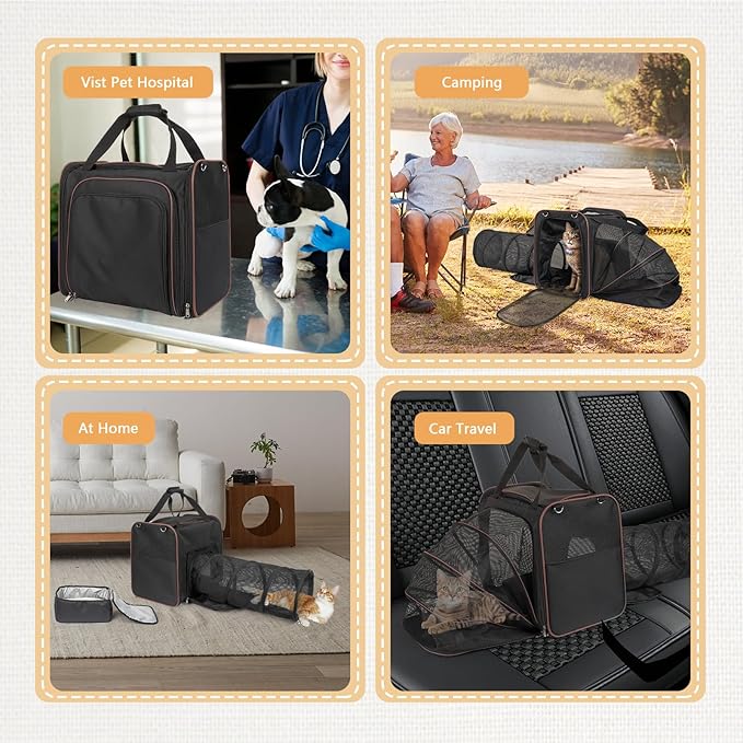 Cat Travel Carrier with Litter Box for Car 20 lb