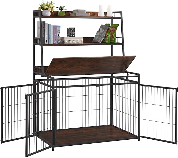 Furniture Style Dog Crate for Small/Medium/Large/X-Large Dog 3 Doors, 3-Layer Storage