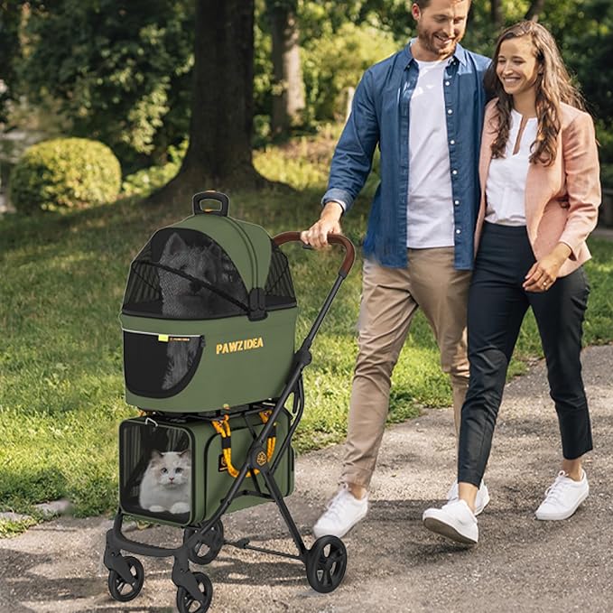 PAWZIDEA Double Pet Stroller for 2 Cats Dogs Small & Medium 2 Dog
