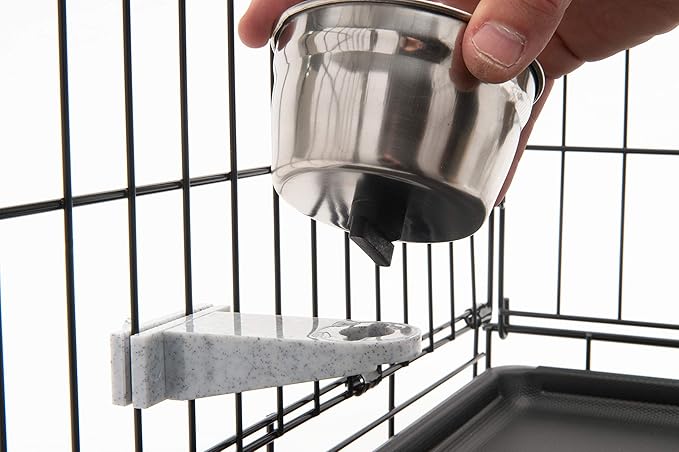 Lixit Quick Lock Removable Dog Kennel Bowls for Wire and Soft Sided Crates (10oz Wire Crate 2)