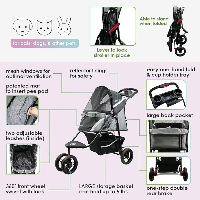 Petique Revolutionary Durable Pet Stroller 55LBS -