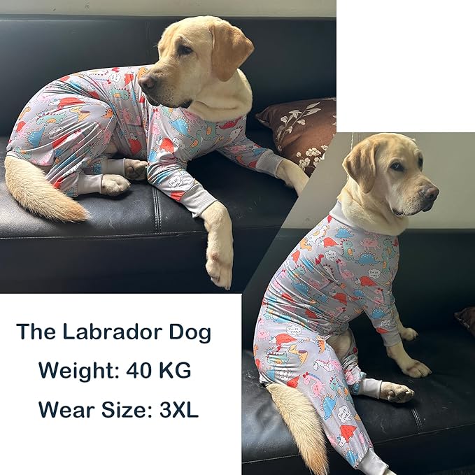 Dinosaur Dog T Shirts Cute Dinosaur Pattern Printed Apparel Shirt for Large Dogs Softable Stretchy Pet Clothes (XL, Grey Dinosaur)