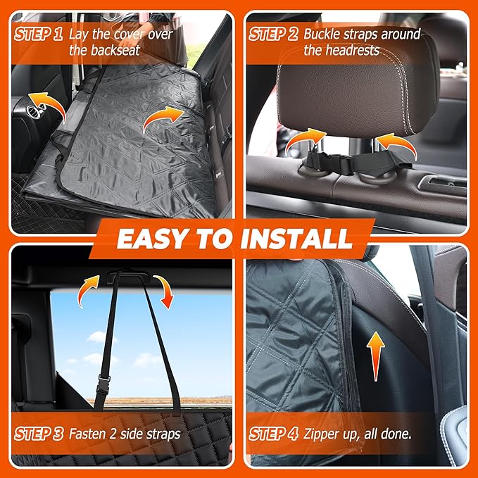 XL Dog Car Seat Cover for Back Seat 6 Foldable