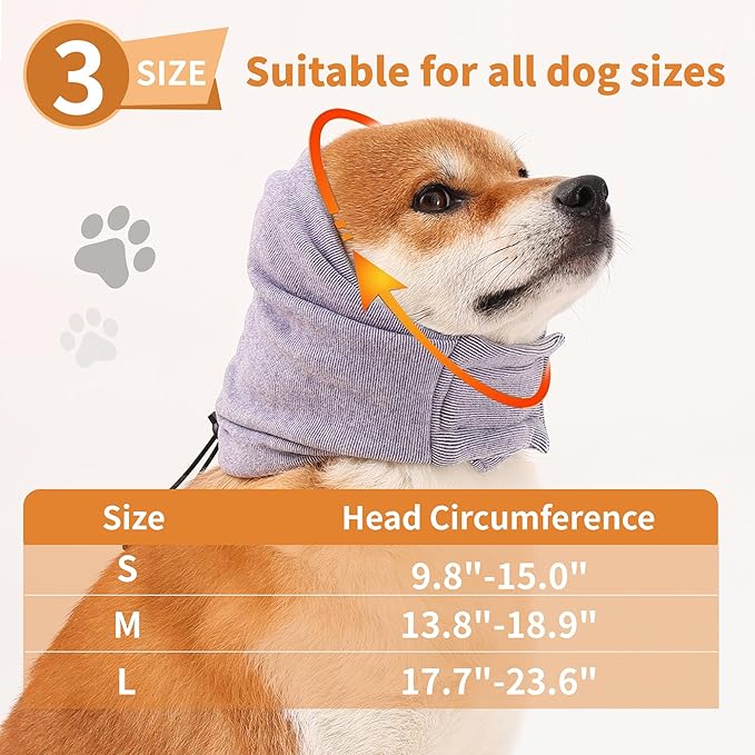 Dog Ear Muffs Noise Protection,Dog Hematoma Ear Wrap, Upgraded Velcro Dog Headband for Anxiety Relief, Warm Dog Ear Cover Winter Hat, Dog Ear Covers for Bath, Thunderstorms