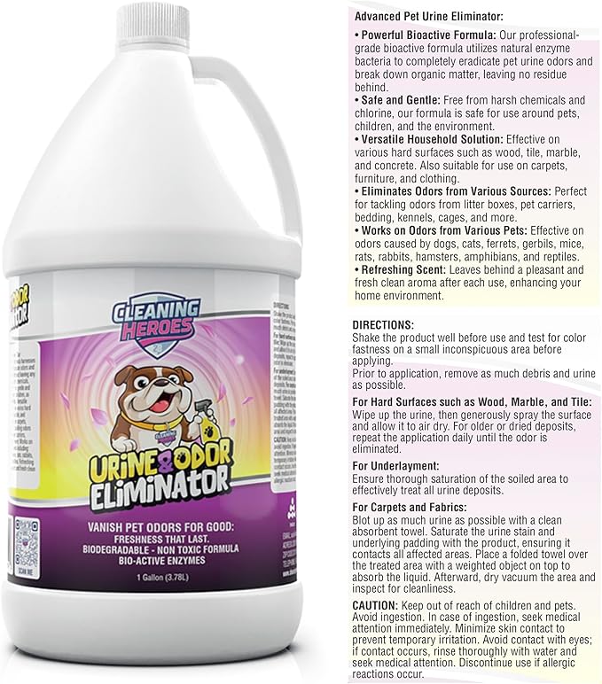 Pet Carpet Cleaner & Urine Odor Eliminator for Strong Odor 128oz Enzyme