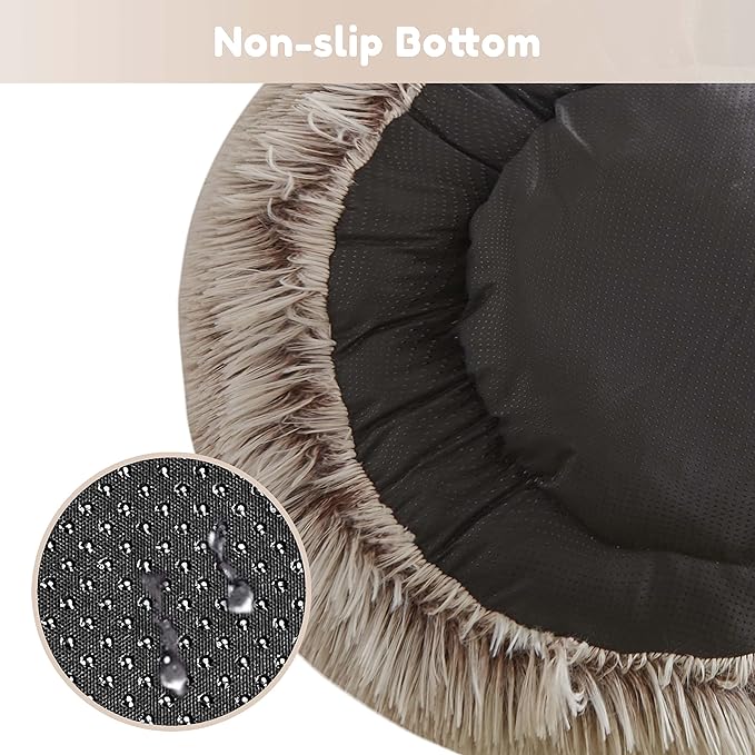 Western Home Faux Fur Dog & Cat Bed Cats(20", Khaki)