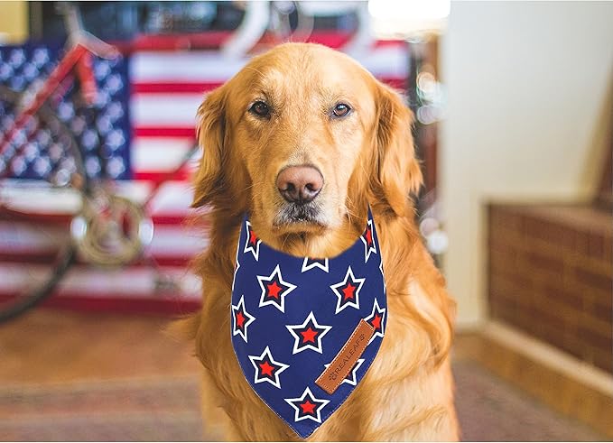 Realeaf American Flag Dog Bandanas 2 Pack 4th of