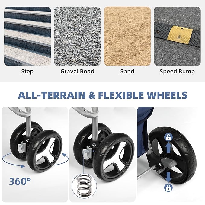 Foldable Dog Stroller for Small Medium Dog Cat 3 Wheels