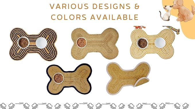 16.5X21 inch Pack of 1 Dog Feeding Mat Cat Pet Dining Mat Natural Jute Material Rug Small Mat for Pet (Dog Chew 16.5"X21")