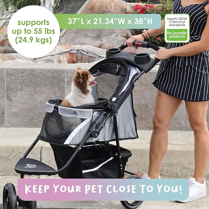 Petique Revolutionary Durable Pet Stroller 55LBS -