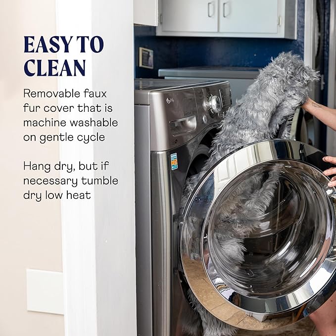 PupRug Orthopedic Dog Bed for Large Dogs with Fluffy Soft Faux Fur and Memory Foam for Joint Pain Relief