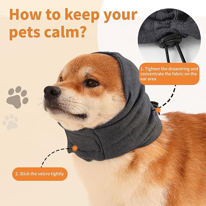 Dog Ear Muffs Noise Protection,Dog Hematoma Ear Wrap, Upgraded Velcro Dog Headband for Anxiety Relief, Warm Dog Ear Cover Winter Hat, Dog Ear Covers for Bath, Thunderstorms