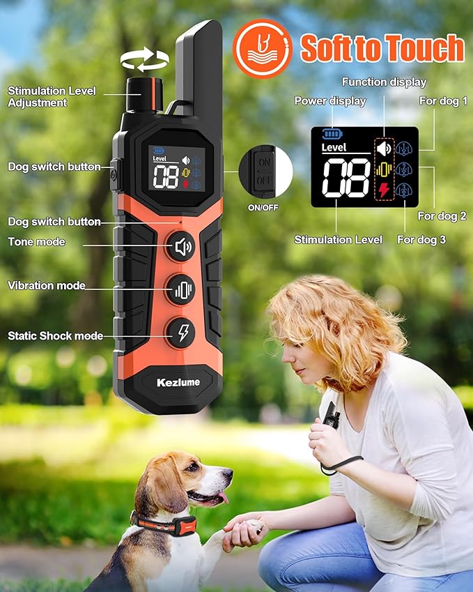 Dog Shock Collar with Remote 4000Ft Waterproof 5-120lbs Small 3 Channels, 3 Electronic