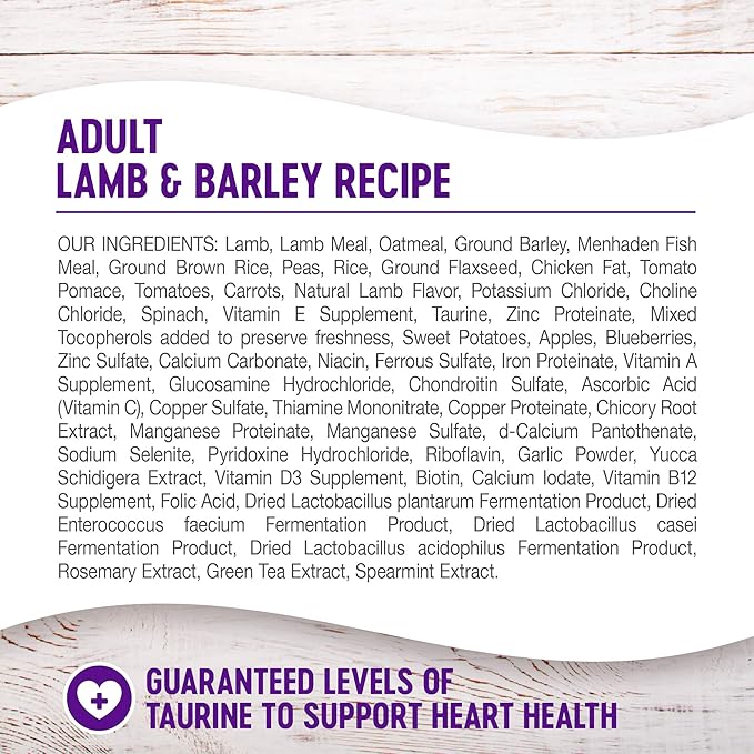 Wellness Complete Health Dry Dog Food with Grains, Natural Ingredients, Made in USA with Real Meat, All Breeds, For Adult Dogs (Lamb & Barley, 5-Pound Bag)