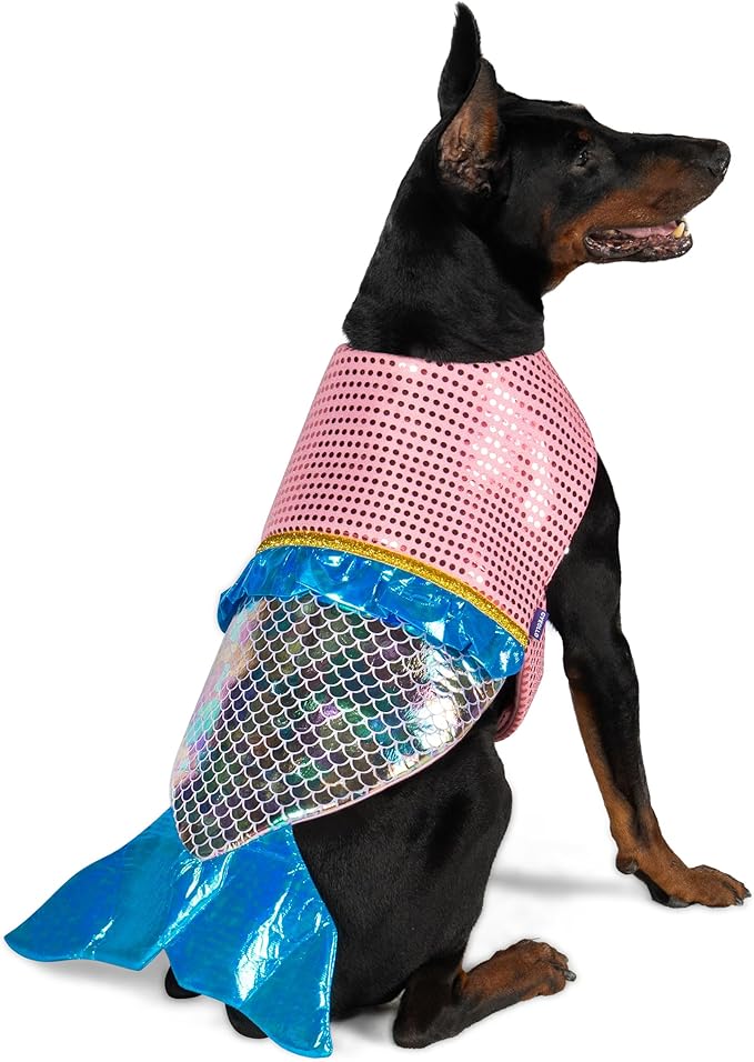 cyeollo Mermaid Dog Halloween Costumes Sparkly Cosplay Dog