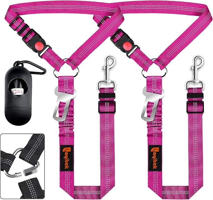 Removable Dog Seat Belts Harness for Car 3 in 1 Pet 2PCS and
