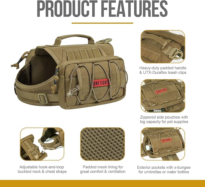OneTigris Dog Backpack for Medium & Large Dogs