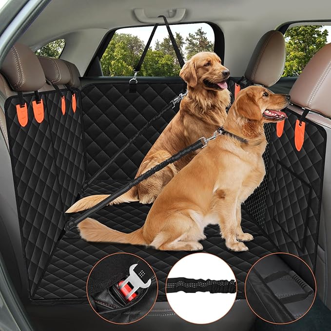 Car Back Seat Extender for Dogs Hard Bottom Car Seat Cover for Dogs, Support 400lbs,Dog Car Seat Cover with Hard Bottom Dog Car Seat Bed, Dog Backseat Hammock Seat for Cars, SUVs, Trucks
