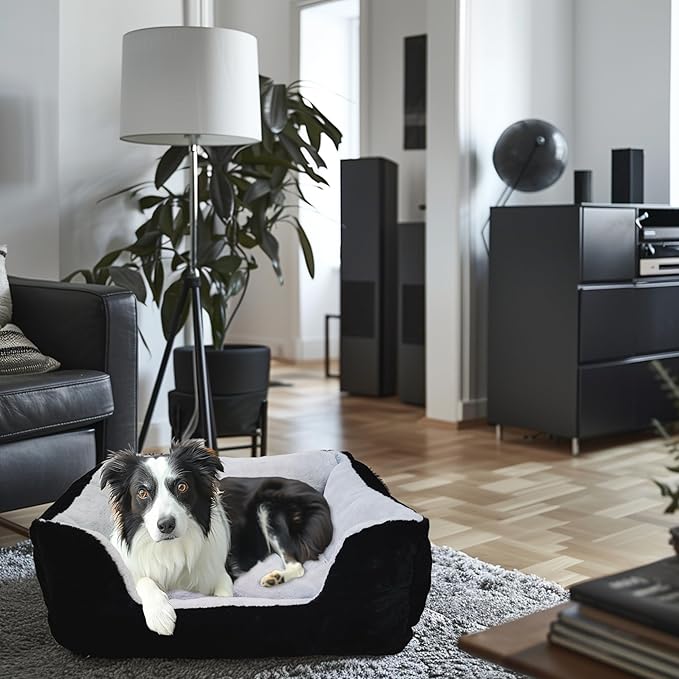Dog Beds for Small Dogs (Black,27inch)