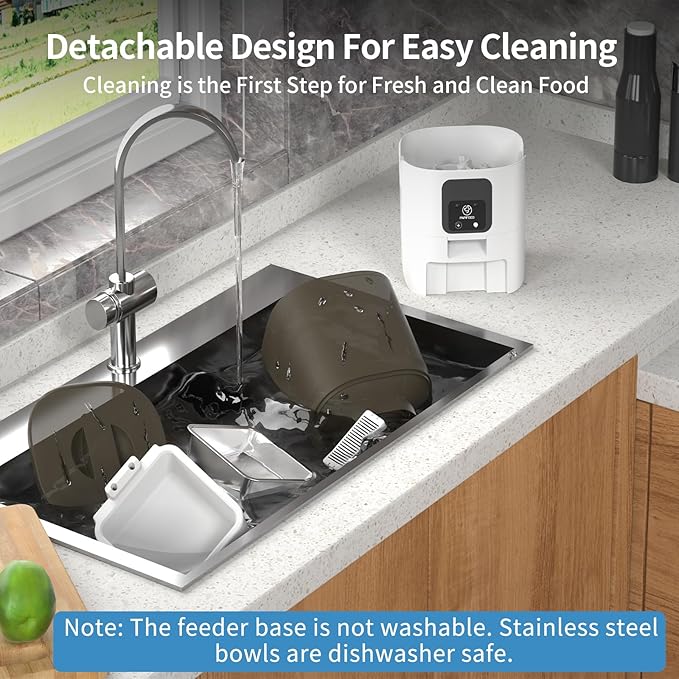 5G WiFi Automatic Cat Feeders: Smart Automatic Cat Food Dispenser with Slow Feeding Mode 1-30 Meals (6L/25 Cup)