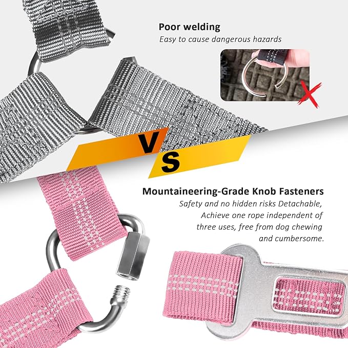 Removable Dog Seat Belts Harness for Car 3 in 1 Pet 2PCS and