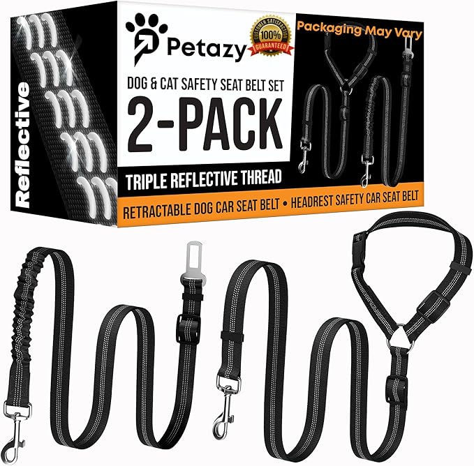 Dog Seat Belt for Car with Reflective Stitching