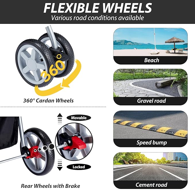 4 Wheels Pet Stroller for Small Medium Dogs Cats 33 lbs