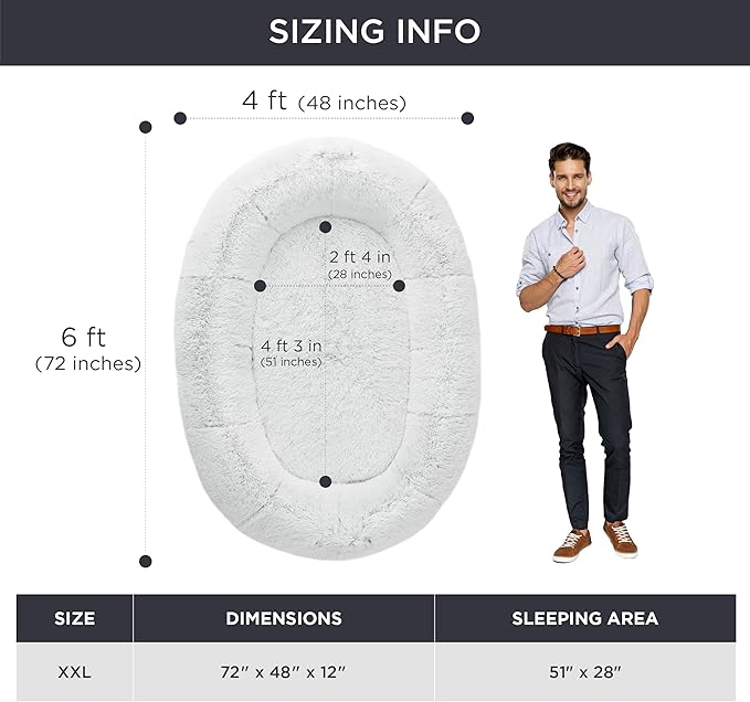 Bedsure Memory Foam Human Dog Bed 72"x48"x12" Calming