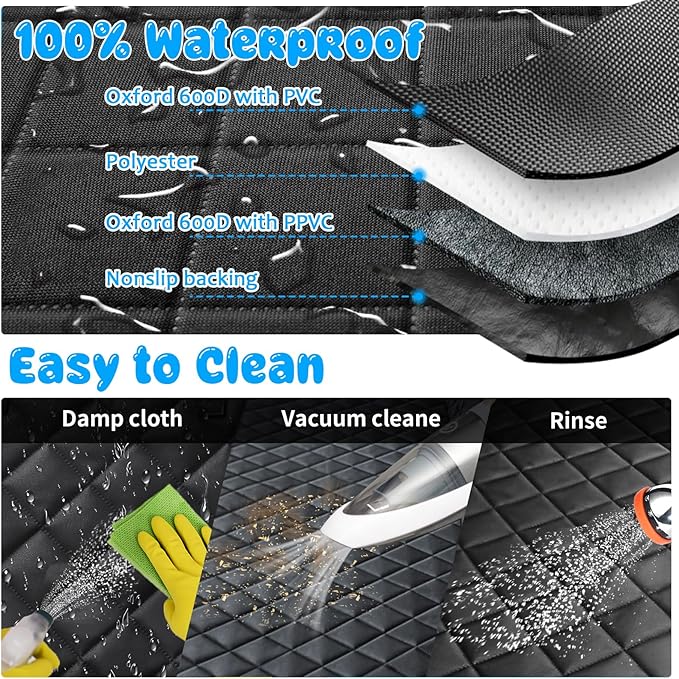 URPOWER 6-in-1 Dog Car Seat Cover for Back Seat 40/60 Split